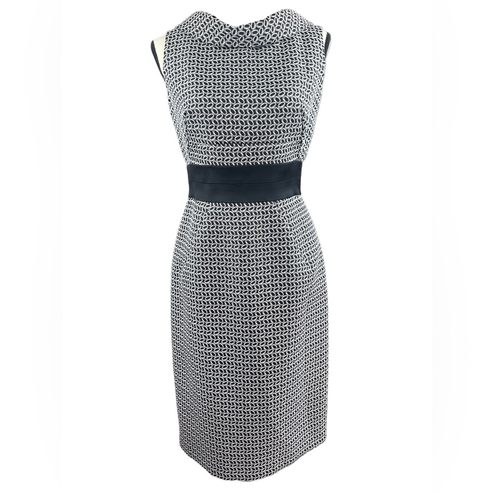 Donna Ricco Black and White Sleeveless Midi Sheath Dress